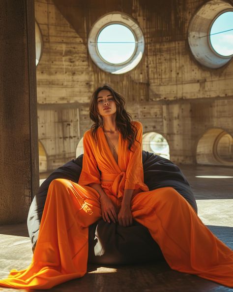 New way of Fluffs by @seymaacarli ☁️🌥️😶‍🌫️ . . . Editorial fashion shot, medium angle, full body shot of a woman dressed in orange silk gown is lounging on the bean bag inside organic shaped architecture with big windows, soft sunlight falling from above, hyper realistic photography, cinematic lighting, shallow depth of field #midjourney 09.05.2024 @moisstuff #interior #design #designer #home #house #dekorasyon #içmimar #mimar #aidesign #aidesigner #unreal #tasarım #içmekan #interiordesi... Realistic Photography, Photography Cinematic, Cinematic Lighting, Body Shots, Big Windows, Bag Inside, Fashion Aesthetics, Silk Gown, My Cup Of Tea