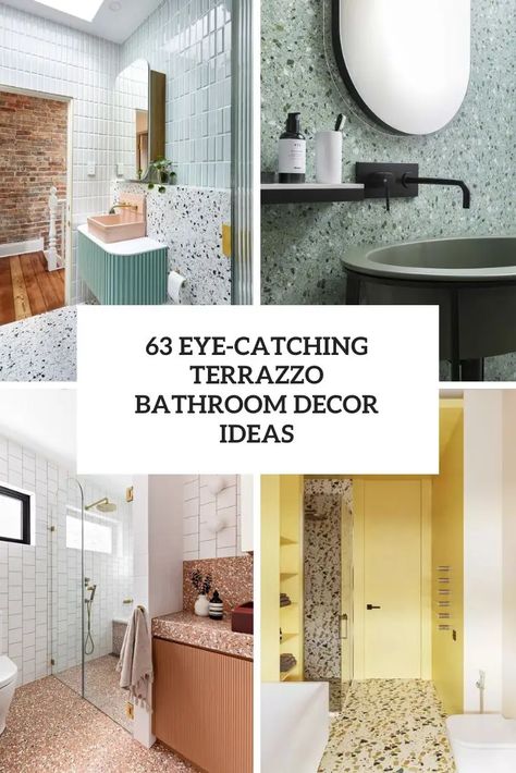 eye catching terrazzo bathroom decor ideas Terrazzo Floor Bathrooms, Colorful Terrazzo Bathroom, Bathroom Terrazzo Floor Tiles, Modern Terrazzo Bathroom, Colourful Toilet Room, Terrazo Bathroom Flooring, Terrazzo Bathroom Ideas, Terazzo Bathroom Interior Design, Cosy Bathroom Ideas