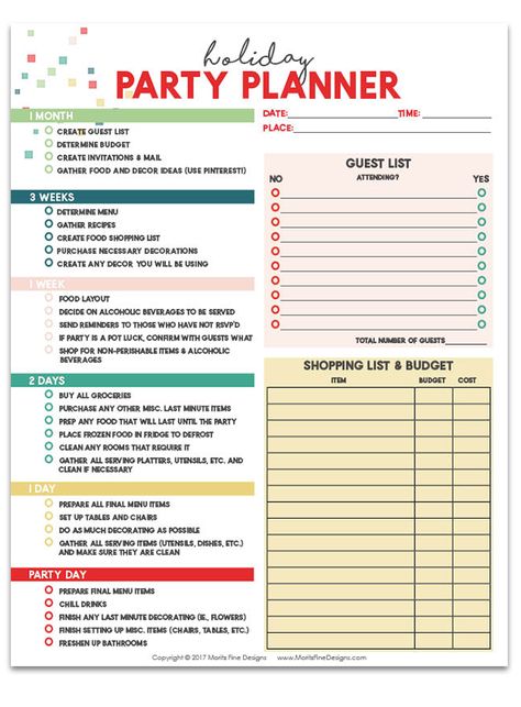 Holiday Party Planner | Free Printable | Free Checklist to Prepare for Parties | Prepare for Thanksgiving, Christmas and New Year's Party with this step-by step guide. Birthday Party Preparation Checklist, Party Planner Costume, Birthday Preparation Checklist, New Years Checklist, Party Preparation Checklist, Holiday Party Checklist, Christmas Party Checklist, Free Printable Party Planner, Party Planner Checklist