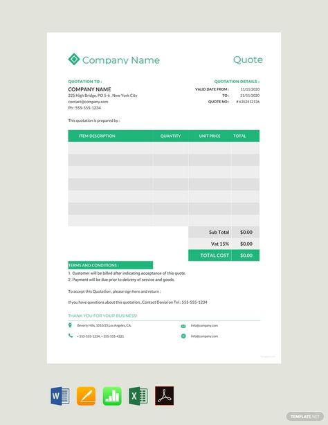 Instantly Download Free Company Quotation Format in PDF, Microsoft Word (DOC), Microsoft Excel (XLS), Apple Pages, Apple Numbers Format. Available in A4 & US Sizes. Quickly Customize. Easily Editable & Printable. Quotation Sample, Invoice Example, Quotation Format, Invoice Format, Lesson Plan Template Free, Name Quotes, Invoice Design, Certificate Design Template, Quote Template