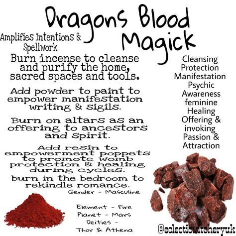 Eclecticwitcheryuk’s Instagram post: “D R A G O N S B L O O D 💥 M a g I c k 💥 I love dragons blood oils, resins, & incense 👏 Such an up lighting feeling when use this before…” Blood Magick, How To Heal Burns, Dragons Blood Incense, Hoodoo Spells, Magickal Herbs, Magic Herbs, Magick Spells, Eclectic Witch, Magic Spell Book