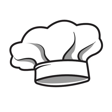 Chef Cap Drawing, Chef Hat Logo Design, Cartoon Chef Drawing, Chef Cap Logo, Chef Illustration Drawing, Chef Hat Tattoo, Chef Hat Illustration, Chef Hat Drawing, Chef Hat Logo