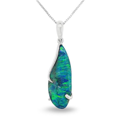 Green Play, Australian Opal Pendant, Boulder Opal Pendant, Blue Bay, Precious Opal, Opal Pendant Necklace, Australian Boulder Opal, Solid Gold Chains, Brings Joy