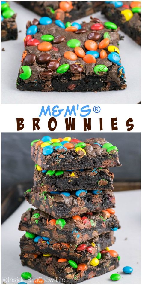 Brownies With M And Ms, M And M Brownies Recipe, M And M Brownies, Brownies With M&ms, Brownies With Toppings, Desserts With M&ms, M M Cake Ideas, Candy Brownies, M M Brownies