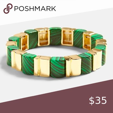 Banana Republic- Malachite stretch Bracelet- NWT Gold Stretch Bracelet, Malachite Bracelet, Green Bracelet, Green Malachite, Engineered Stone, Wear Green, Turquoise Jewelry, Stretch Bracelet, Resort Wear