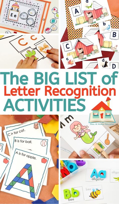 50+ Letter Recognition Activities for Preschool - Stay At Home Educator Learning Letters Activities, Preschool Letter Recognition, Letter Recognition Activities Preschool, Alphabet Recognition Activities, Letters Activities, Letter Identification Activities, Preschool Alphabet Printables, Letter Recognition Preschool, Writing Activities For Preschoolers