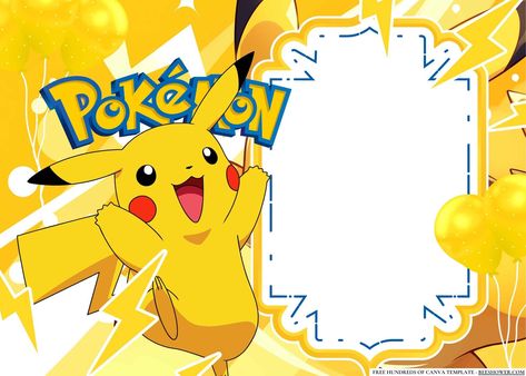 Cool FREE Editable Pikachu Birthday Invitation Pikachu Invitations Birthday, Pokemon Birthday Invites, Magali Baby, Mickey Roadster Racers Birthday, Pokemon Banner, Pikachu Birthday, Minion Birthday Invitations, Pokemon Invitations, 2nd Birthday Photos