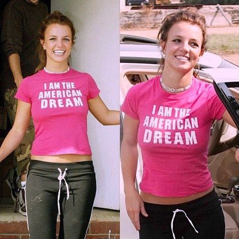 Britney Spears - The American Dream - Unisex Tee - Short Sleeve, 00's style This classic unisex jersey short sleeve tee fits like a well-loved favorite. Soft cotton and quality print make users fall in love with it over and over again. These t-shirts have-ribbed knit collars to bolster shaping. The shoulders have taping for better fit over time. Dual side seams hold the garment's shape for longer.  .: 100% Airlume combed and ringspun cotton (fiber content may vary for different colors) .: Light Britney Spears Shirt, 00s Style, The American Dream, Poses References, American Dream, 2000s Fashion, Spears, Britney Spears, Look Cool