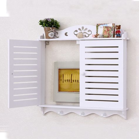 Nordic Style Louver Large Electric Meter Box Wall Hanging Storage Box - Hanging Tv Box, Storage Boxes On Wall, Electric Meter Cabinet, Circuit Breaker Box Cover, Electrical Box Street Art, Kitchen Remodel With Island, Downstairs Wc, Wall Hanging Storage, Kitchen Remodel Ideas