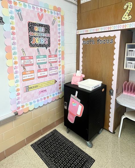 We are obsessed with how cute this classroom turned out! Cheers to an amazing school year Alexa! ❤️ Click the 🔗 in our profile to shop the Saved By The Pastel collection! #classroomdecor #classroominspiration #classroomtheme #classroomideas #pastelclassroom #newclassroom #teachersfollowteachers #teachertribe #teacherdecor Classroom Cleaners, Teacher Vision Board, Pink Classroom, Design Classroom, Teacher Aesthetic, Classroom Jobs, Teacher Inspiration, Themed Classroom, New Classroom