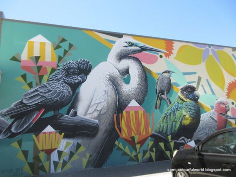 Wildlife Mural, Summer Mural, Mural School, Flower Murals, Bird Mural, Baltimore Murals, Miami Murals Street Art, Wing Mural Street Art, Bird Mural Street Art