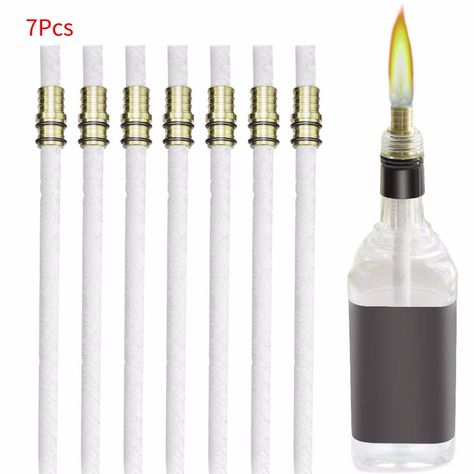 TUTUnaumb Autumn & Winter New Hot Sale Wine Bottle Torch Kit 7 Pack, Includes 7 Long Life Torch Wicks, Brass Wick Mount Home & Garden Decoration Light-As Shown - Walmart.com Wine Bottle Torches, Torches Diy, Bottle Torch, Citronella Torches, Wine Bottle Tiki, Wine Bottle Tiki Torch, Wine Bottle Lights, Lights Diy, Tiki Torches