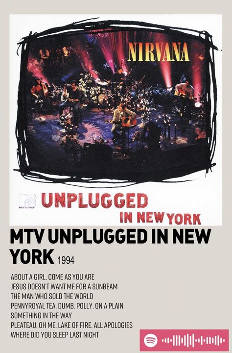 Nirvana Unplugged In New York, Nirvana Album Cover, Nirvana Mtv, Nirvana Mtv Unplugged, Nirvana Album, Nirvana Unplugged, Where Did You Sleep Last Night, Nirvana Poster, Nirvana Music