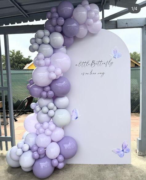 Purple Backdrop Ideas, Purple Balloon Arch, Bat Mitzvah Decorations, Lavender Balloons, Birthday Dump, Lilac Balloons, Purple Balloon, Boy Baby Shower Centerpieces, Birthday Theme Decoration