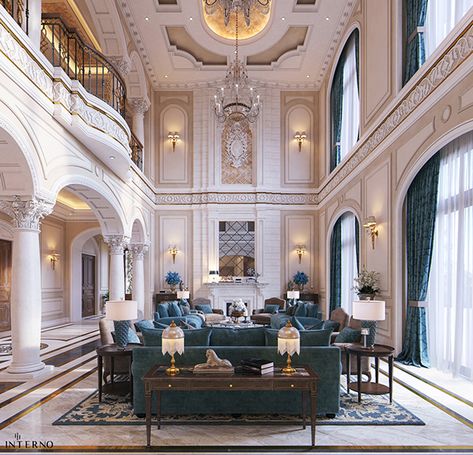 Aesthetic Home Interior, Cathedral Ceiling Living Room, Classic Living Room Design, Classic Mansion, Luxury Living Room Inspiration, Mansion Living Room, Fancy Living Rooms, Palace Interior, Be Design