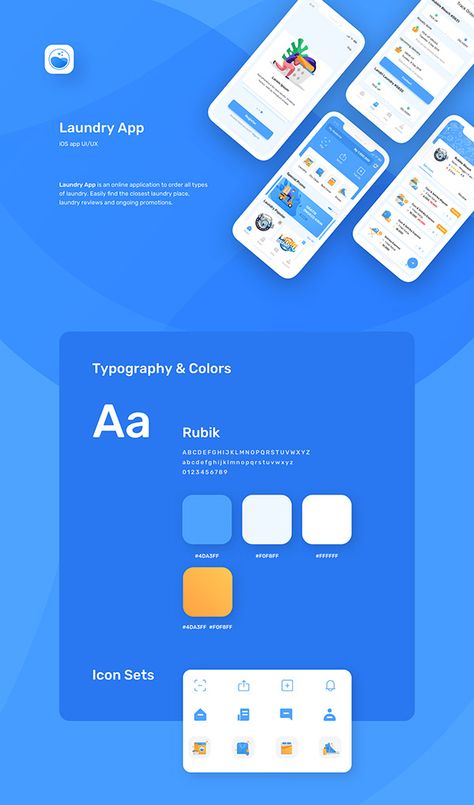 UI/UX — Laundry App on Behance Laundry App Ui Design, Laundry App, Ux Design Mobile, Coin Laundry, Medical App, House Wash, Laundry Design, Application Design, Color Kit