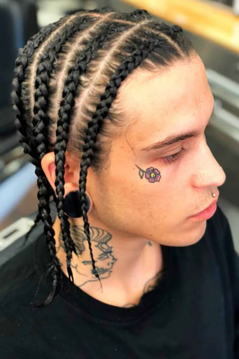 Braids For Mixed Men, White Men Braids, White Boy Braids, White Cornrows, Conrows Styles, Trendy Cornrows, Cornrows And Twists, Recorder Lessons, Cornrow Styles For Men