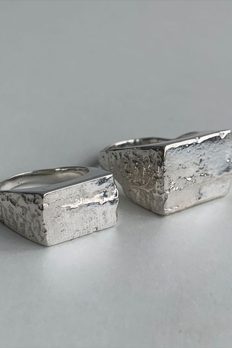 Silver Signet Rings, Weird Jewelry, Organic Jewelry, Artisan Rings, Signet Rings, Sand Casting, Silver Signet Ring, Jewelry Techniques, Recycled Silver