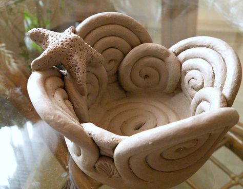 Hand Building Pottery Ideas | Mermaid Bowl - Hand-Built Coiled Pottery Hand Building Pottery Ideas, Coil Vessel, Hand Building Pottery, Teen Camp, Mermaid Bowl, Coiled Pottery, Coil Pot, Pottery Pinch Pot, Art Ideas For Teens