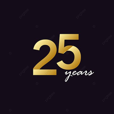 25 Years Logo, Luxury Advertisement, 25 Years Anniversary, Happy Icon, Business Certificate, 25 Logo, Icon Card, Illustration Birthday, Gold Vector