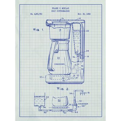 Inked and Screened Kitchen and Dining 'Drip Coffee Maker' Silk Screen Print Graphic Art in White Grid/Blue Ink Coffee Advertising, King Frame, Pour Over Coffee Maker, Reusable Coffee Filter, White Grid, Coffee Dripper, Filter Coffee, Coffee Filters, Pour Over Coffee