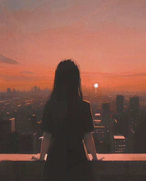 End Of A Movie Aesthetic, Anime Sunset, Woman In Love, رورونوا زورو, Photo Editor Free, Sunset City, Japon Illustration, Edit Your Photos, Cute Cartoon Pictures