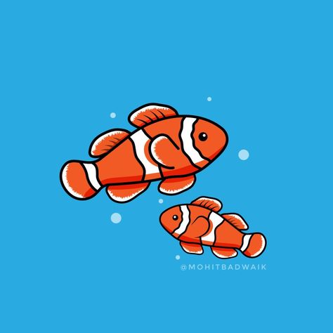 Nemo Illustration, Illustrator Vector Art, Nemo Fish, Illustration Fish, Adobe Illustrator Vector, Fish Vector, Illustrator Vector, Fish Illustration, Draw Illustration