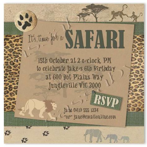 African Safari Party | CatchMyParty.com Jungle Theme Birthday, Jungle Birthday Party, Zoo Party, Safari Birthday Party, Safari Jungle, Party Invitations Printable, Jungle Party, Safari Birthday, Safari Party