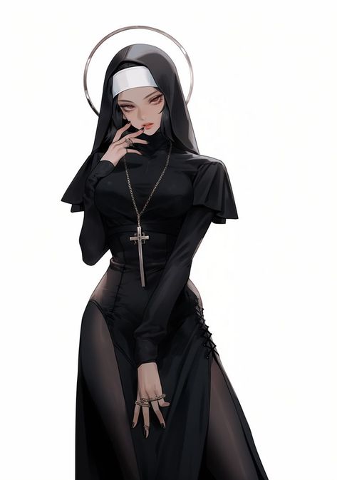 Nun Outfit, Attack On Titan Tattoo, Anime Knight, Dark Art Illustrations, Modern Fantasy, 영감을 주는 캐릭터, Female Character Design, Dark Fantasy Art, Cute Anime Character