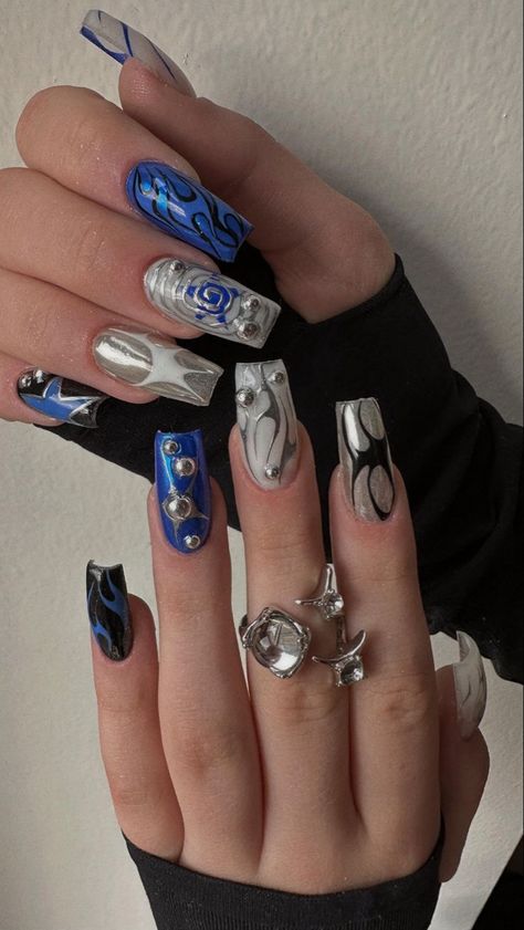 Art Nails Acrylic, Nails Trend 2023, Acrylic Nails Y2k, Nails Shapes, Acrylic Nails Design, Inspiration Nails, 2023 Nails, Nails Trend, Mens Nails