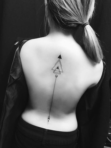 Geometric Shape Tattoo, Shape Tattoo, Spine Tattoo, Triangle Design, Geometric Triangle, A Perfect Circle, Symbolic Tattoos, First Tattoo, Minimalist Tattoo