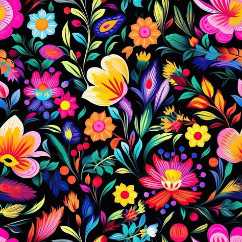 The Mexican Floral Fiesta Pattern 4 Fabric is a part of the Mexican Floral Fiesta Fabric Collection printed by Fun Sewing. Digitally Printed on 100% cotton and measures 43-45" wide. Fun Sewing prints are only available through ineedfabric.com, not sold in stores or anywhere else online. * Proudly Manufactured in Dickson, Tennessee USA! * * Even though we do our best to make certain that the colors in our fabric photographs are accurate, please be aware that your display screen may show small var Mexican Flower Pattern, Mexican Design Pattern, Mexican Floral Pattern, Mexican Prints, Woodland Classroom, Mexican Print, Mexican Folk Art Painting, Latin Art, Mexican Clothing