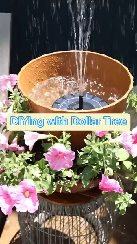 Dollar Tree Outdoor DIY #dollartreediy #diy #gardening #gardenlife #reels #diycrafts | Liz Fenwick DIY Diy Bird Bath Dollar Store, Dollar Tree Outdoor Diy, Dollar Tree Garden Ideas, Liz Fenwick Diy, Liz Fenwick, Diy Bird Bath, Diy Gardening, Diy Water, Dollar Tree Diy Crafts