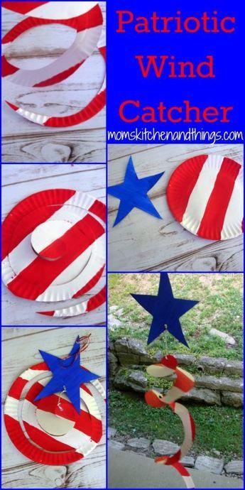 Fourth Of July Crafts For Kids, July Crafts For Kids, Fourth Of July Crafts, Patriotic Diy, Wind Catcher, 4th July Crafts, 4th Of July Crafts, Patriotic Crafts, July Ideas