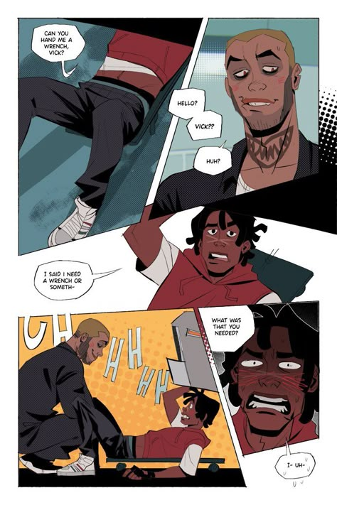 mars ✊🏽✊🏾✊🏿🏁 (hiatus) on Twitter: "is #drawingwhileblack back!! im mars and uhhh i like cars and make gay comics. and stuff! current projects: @LONGEXP0SURE and @RIDEorDIEcomic https://t.co/fu6R9OxVYx" / Twitter Long Exposure Comic, Gay Hot, Webtoon Ideas, Couple Artwork, Alt Art, Gay Comics, Ship Drawing, Gay Memes, Character References