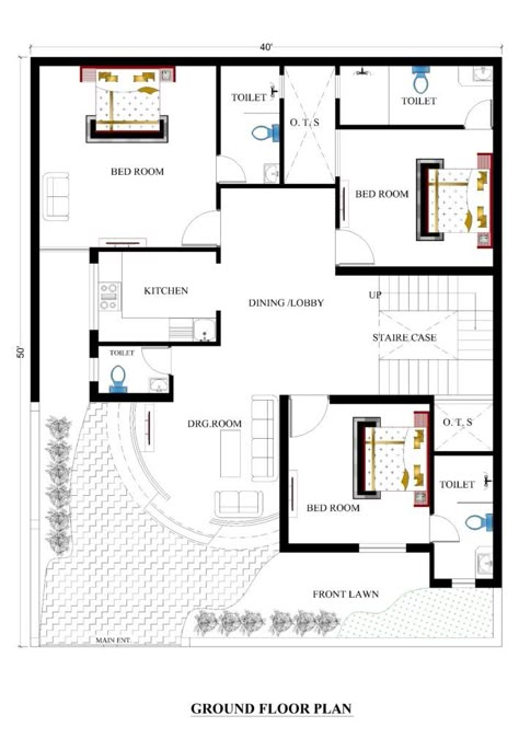 House Plans For 40 X 50 Feet Plot - DecorChamp 50 By 40 House Plans, 40 By 40 House Plans Design, 50×40 House Plan, 40×50 House Plans, 40×40 House Plans, 50 X 50 House Plans, 2000 Sqft House Plan, 40x50 House Plans Layout, 40x50 House Plans