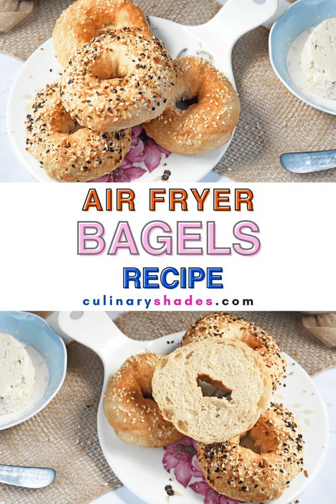 Everything Bagel Recipe, Air Fryer Bagels, Homemade Bagel Recipe, Vegan Air Fryer, Dairy Free Pizza, Bagel Toppings, Egg And Cheese Sandwich, Healthy Bread Recipes, Mini Bagels