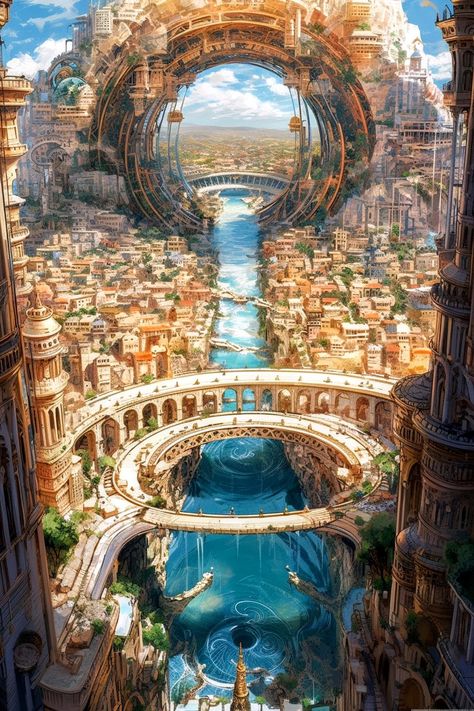 Fantasy City, Fantasy Setting, Fantasy Places, Fantasy Map, Futuristic City, Cool Wallpapers Art, Fantasy Art Landscapes, Fantasy Concept Art, Arte Fantasy