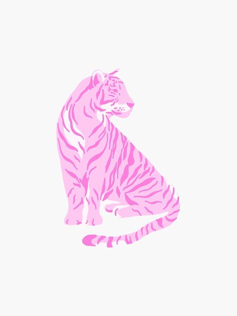 "Preppy Pink Tiger" Sticker by Marissabrown19 | Redbubble Preppy Collage Photos, Preppy Wallpaper Iphone, Preppy Widgets, Tiger Pfp, Pink Tiger Print, Preppy Wall Collage, Preppy Pics, Tiger Sticker, Preppy Prints