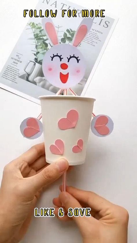 Jumping Rabbit, Rabbit Craft, Paper Cup Crafts, Christian Ideas, Craft Easter, Easter Crafts For Toddlers, Rabbit Crafts, Hand Crafts For Kids, Animal Crafts For Kids