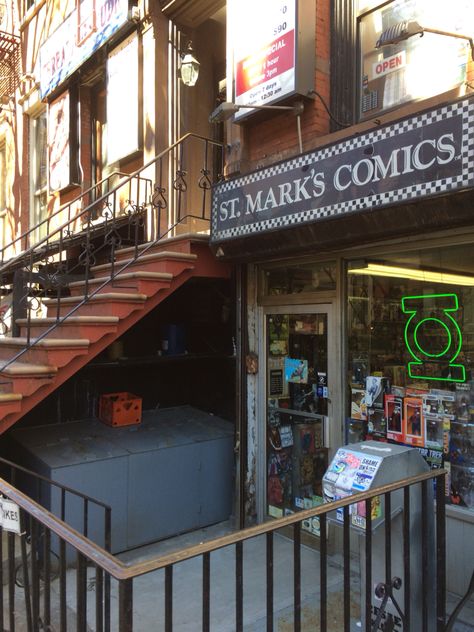 St. Mark's Comics. St.Mark's Place. NYC. Photo Courtesy of Pamela Resurreccion St Marks Place, General Aesthetic, Saint Mark, Comic Shop, Nyc Shopping, Mini Pizza, Do You Remember, Old School, York City