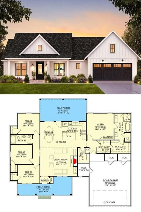 Porch Floor Plan, Porch Floor, Farmhouse Floor Plans, Barn Style House Plans, Building Plans House, Farmhouse Style House Plans, House Layout Plans, Country Style House Plans, Plans House