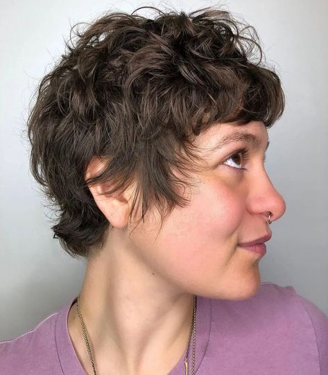 80+ Curly Pixie Cut Hairstyles To Try In 2024 Enby Hair, Haircut Color Ideas, Shaved Pixie Cut, Mullet Shag, Pixie Cut Hairstyles, Short Blonde Pixie, Curly Pixie Cut, Curly Pixie Hairstyles, Short Curly Pixie