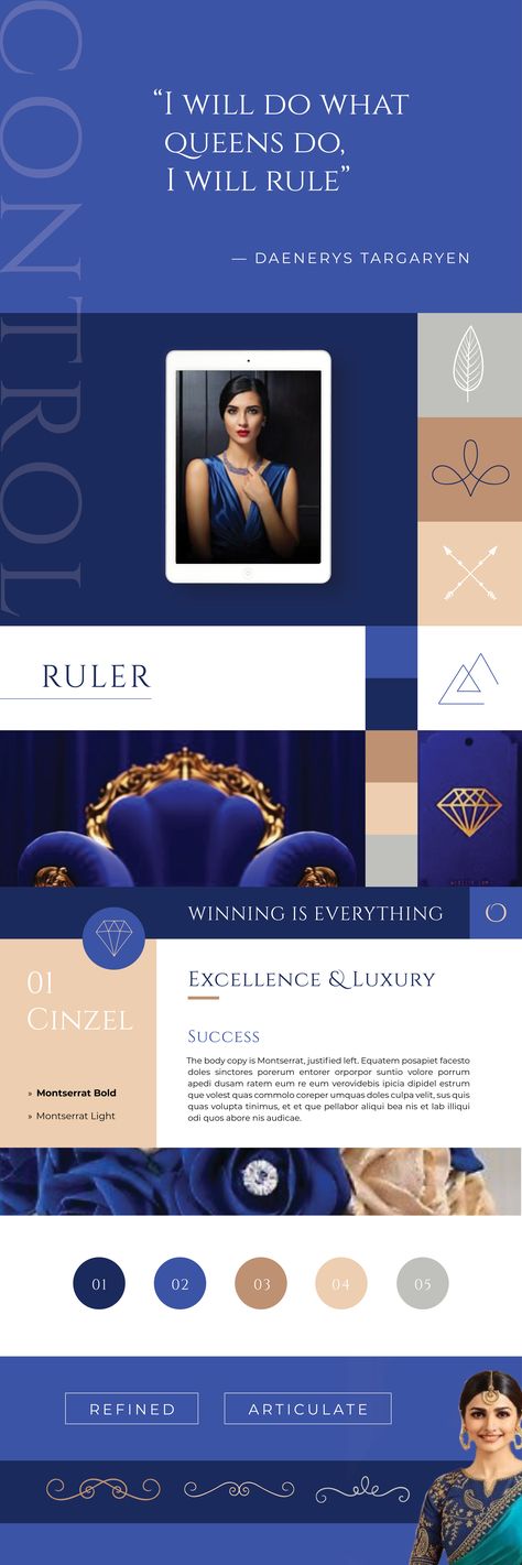 The 12 brand archetypes are based on Carl Jung's personality archetypes. This brand stylescape takes its inspiration from the Ruler Archetype. The Ruler is focused on winning and being the best. They are in constant pursuit of excellence and luxury is well deserved as a reward for hard work. Rolex, Mercedes Benz, and British Airways are often cited as brands which embody the Ruler Archetype. Royal Brand Archetype, The Ruler Archetype Aesthetic, Ruler Brand Archetype Moodboard, Ruler Brand Archetype Color Palette, Ruler Archetype Moodboard, The Ruler Brand Archetype, Ruler Archetype Aesthetic, Diva Archetype, Stylescapes Branding