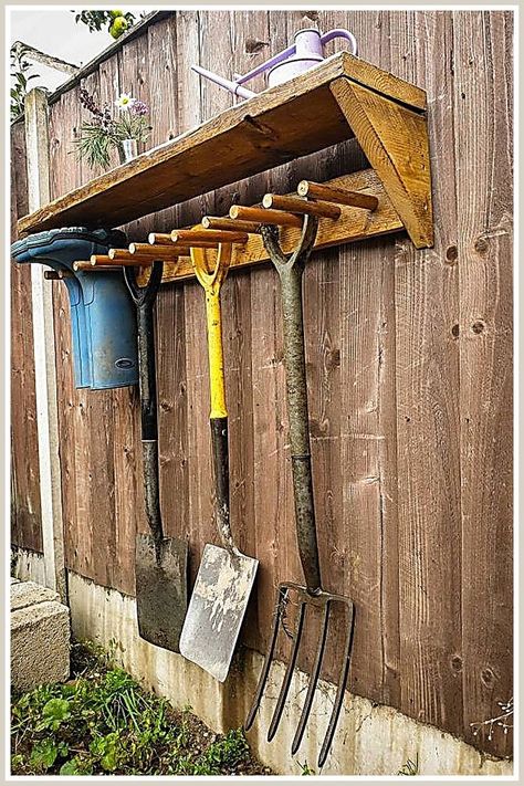 Garden Tools - Is that what you have in mind? Act immediately while everything is still fresh in your mind. Visit IMMEDIATELY to view more. Lawn Tool Storage, Outdoor Tool Storage, Garden Tool Rack, Storage Shed Organization, Garden Tool Organization, Garden Tool Storage, Hedge Trimmers, Garden Tool, Backyard Projects