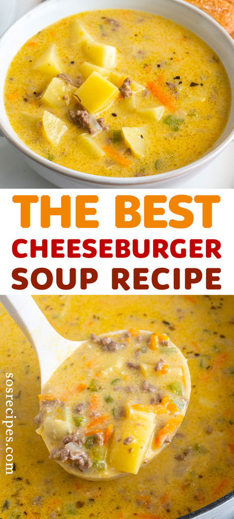 Ground beef is a very versatile ingredient that can be used in many recipes other than burgers.
This cheesy and hearty Cheeseburger Soup is packed with veggies and protein. Just one bowl of this thick and creamy soup will keep you warm and cozy on cold winter nights. Cheeseburger Soup No Velveeta, Spicy Cheeseburger Soup, Soup With Hamburger Meat, Healthy Cheeseburger Soup, Protein Packed Soup, Cheeseburger Soup Instant Pot, Cheeseburger Soup Recipes, Best Cheeseburger Soup, Sweet Desserts Easy