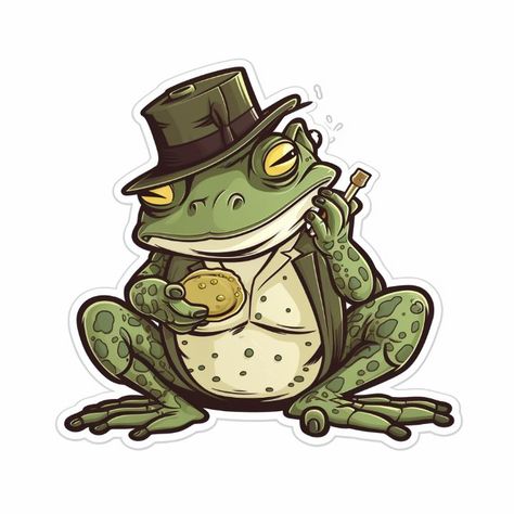 Sticker Frog - DrlArt Fantasy Frog, Frog Character, Frog Stuff, Inktober 2023, Inspirational Board, Flight Attendants, Cute Frog, Frog And Toad, Art Prompts