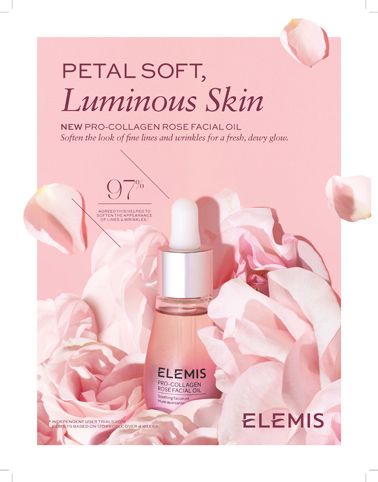 Get the latest hot new product from Elemis skincare: the New Pro-Collagen Rose Facial Oil! Get petal-soft, luminous skin with the NEW Pro-Collagen Rose Facial Oil! The latest edition to ELEMIS’ Rose Collection, this ultra-lightweight dry oil smoothes the appearance fine lines and wrinkles for a fresh, dewy look.   Exquisitely scented, this oil uses […] Skincare Moodboard, Skincare Advertising, Elemis Skincare, Dewy Look, Rose Skincare, Rose Facial, Oily Skin Care Routine, Cosmetic Packaging Design, Soft Power