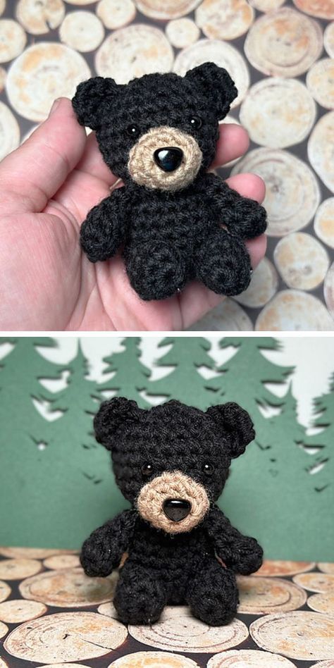 Crochet Stuffed Animals Keychain, Crochet Tiny Teddy Bear Pattern Free, Crochet Mini Bear Pattern, Pocket Bear Crochet Pattern, Brown Bear Crochet Pattern, Crochet Bear Ornament, Crochet Mini Teddy Bear Free Pattern, Crochet Black Bear Pattern, Tiny Bear Crochet Pattern Free