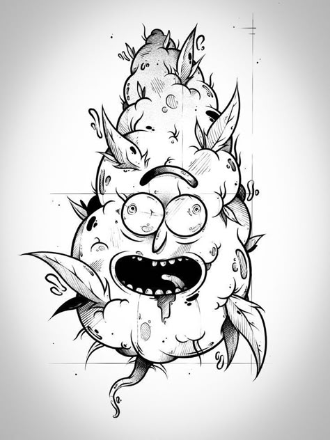 Trippy Line Art, Lines Sketching, Weeds Drawing Sketches, Tattoo Lines, Rick And Morty Tattoo, Rick And Morty Drawing, Cool Tattoo Drawings, Trippy Drawings, Tattoo Stencil Outline